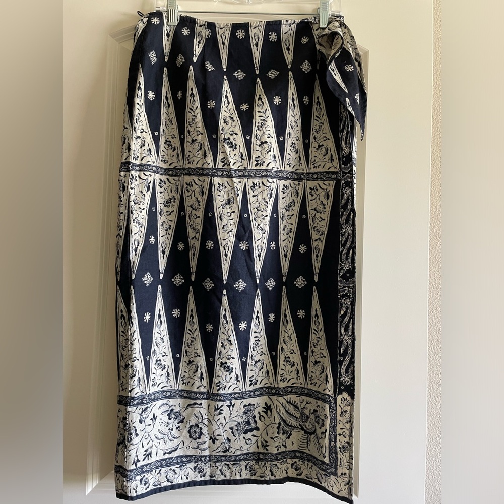 Rustic Print Linen Wrap Midi Skirt By Ralph Lauren - image 2